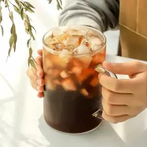 머그컵 맥주잔 손잡이 홈카페 내열유리컵 1리터 투명 대용량 깔끔한 1000ml