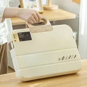 대용량 서류 플라스틱 서류함 데스크탑 a4 서류 보관함 파일 박스 서류가방 튼튼한 여행용 손잡이 가정용