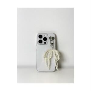 레이어드 진주 리본 키링 실버 핸드폰줄 스트랩 폰꾸 백꾸 에어팟 차키링