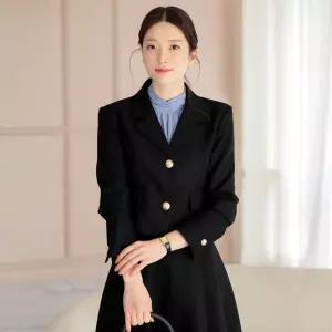 [시크라인] (~XXL까지) 히단 트위드 골드버튼 크롭자켓 봄 가을 아우터 하객룩 오피스룩 모임룩 격식룩 빅사이즈