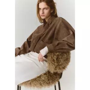 [정품] HM 여자 자켓 점퍼 야상 쇼트 재킷 브라운 1330415001