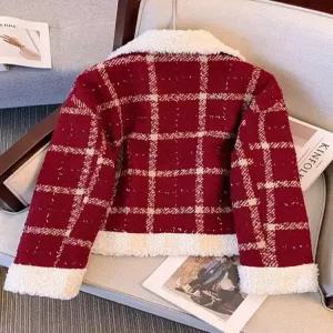 여성패션 모피 코트 빨간 겨울 기모 두꺼운 양털크리스마스 DL4