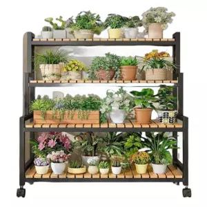 화분 스탠드 원목정리대 받침대 선반 이동식 진열대 화분랙 꽃집