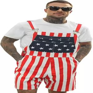 기프트디거 남성 멜빵 바지 점프슈트 미국 체크 펀 게임 턱받이 커버올