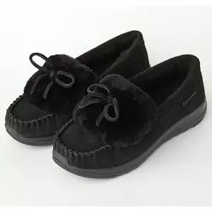 [여성] CAROL 캐롤 4CM 소가죽 리본 방한 모카신 블랙 3999001QD-W