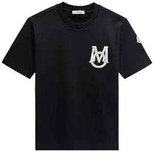 [명품] 모노그램 로고 패치 라운드 반팔티셔츠 블랙 남성 티셔츠 8C00034 8390T.