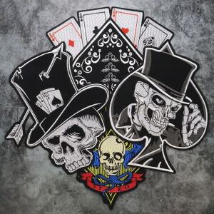 의류 포커 해골 철 패치 스페이드의 에이스 자수 펑크 아플리케 모자 자켓 액세서리에 봉제 스티커