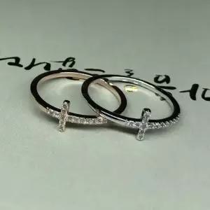 실버925 미니 십자 큐빅 레이어드 패션 은 반지 커플 애끼링 저렴한커플링 마디반지