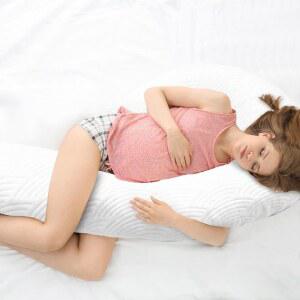 슈나우저 바디 베개 모양의 침대 삽입물 가능한 텐셀 커버 부드러운 백조 세척 49인치 화이트 탈착식 메모리 파쇄된 임신 옆침반