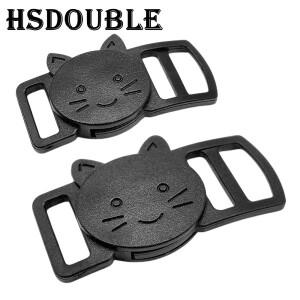 플라스틱 곡선 고양이 머리 맥세이프 분리 버클  블랙 칼라 패러코드 웨빙 의류 액세서리  10-15mm 팩 당 1