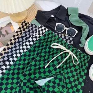 팬츠 통 밴딩 의류 307J671S 빅사이즈 체커보드 WD4681F