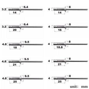 50개 알루미늄 대형 플랜지 헤드 블라인드 리벳 실버 장식 팝 네일 패스너 하드웨어 3.2mm 4.0mm
