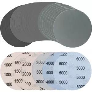 24개입 사포 5인치 그릿 1000/1500/2000/3000/4000/5000 사포 패드 원형 무홀 습식 및 건식 샌딩 디스크 랜