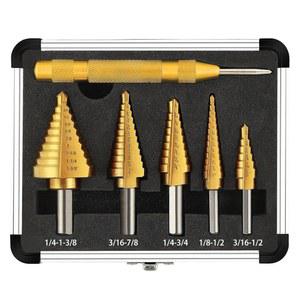 comoware 펀치 사이즈 커팅 세트 짧은 이중 커버, 50가지 드릴 스틸 비트 스텝 - 코팅 케이스 티타늄 알루미늄 자동 센터 블레이드, 5피스 길이, 고속 포함