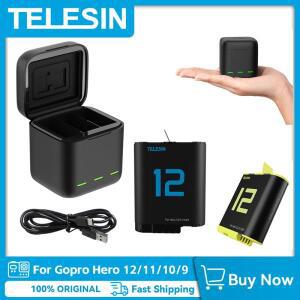 GoPro Hero12 용 TELESIN 배터리 10 11 9 mAh 액세서리 3 가지 고속 충전기 박스 TF 카드 보관함