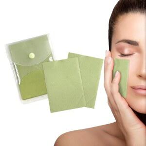 EKIND 오일 블로팅 페이퍼 교체 팩은 얼굴 광택 관리 남성을 위한 패드, 지성 피부를 휴대용 흡수 티슈(160매, 녹색)를 구성합니다