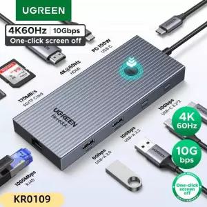 USB허브 UGREEN USB 허브 9-in-1 4K60Hz HDMI PD100W RJ45 SDTF USB32 Gen2 10Gbps 노트북 Dell MacBook HP