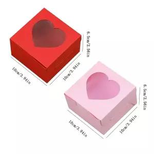 7/13개 핑크레드 하트 모양 선물 상자투명 창 포함-우아한 파스텔 포장 용기 결혼식 발렌타인 데이용