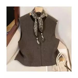 볼사스 여성 조끼 캐주얼 라운드 싱글 정장 가을 겨울 오피스룩 레이어드 ADOR4