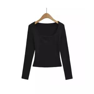 M2 여성 티셔츠 라운드넥 겨울 얇은 융 빅 칼라 이너 티 상의 JEN4