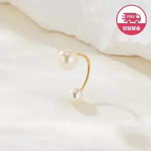 [비앤비골드] (당일발송) 14K 심플 C자 더블 진주 피어싱 5mm 한쪽 JAE40807
