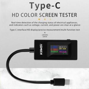 DC 타입-C 테스터 전압 및 전류 측정기 4-30V 6.5A 전력 컬러 스크린 표시기 양방향 충전기 감지기