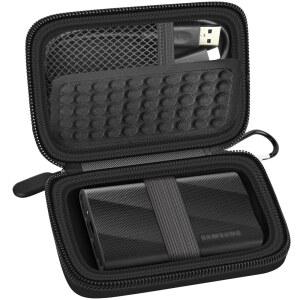 삼성 T9 / T7 Shield 휴대용 SSD 1TB 2TB 4TB 외장 하드 드라이브, 솔리드 스테이트 드라이브 및 USB 케이블용 스토리지 여행용 홀더 정리함(박스 전용)-블랙과 호환되는 케이스