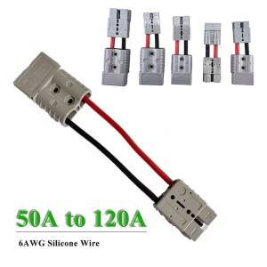 앤더스 50A에서 120A 플러그 커넥터 실리콘 케이블 6AWG 연장 연결 변환선 지게차 배터리 충전 와이어