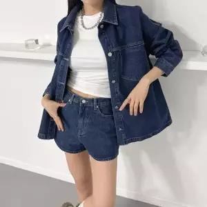 데님쇼츠 청반바지 루즈핏 진청자켓 셔켓 투피스