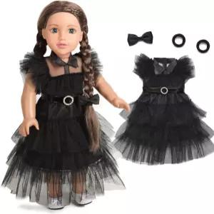 스위트 돌리 18인치 인형 의상 블랙 파티 드레스 액세서리 (인형 포함 없음)