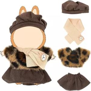 루부부 17cm 인형(노 인형) 인형 의상 정장 루부 귀여운 스타일리시 드레스업 탑+스커트+모자+스카프가