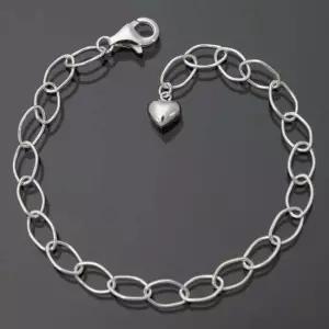 92.5 Silver 하트 오벌 유니크 실버 체인 발찌