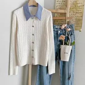 스트라이프셔츠 페이크카라 꽈배기가디건 은장단추