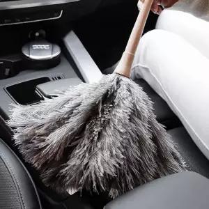 타조 깃털 먼지 떨이 핸디형 인테리어 타조 깃털 먼지 떨이 청소용 가정용 차량용