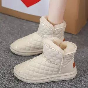 가벼운 유광 겨울 여성 방한부츠 체크패턴 패딩부츠 WD9D07E