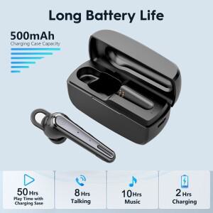 뉴비 M52 무선 블루투스 5.0 헤드셋, 운전용 듀얼 마이크, CVC8.0 음소거 단추, 싱글 비즈니스 이어버드,