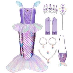 멜랜드 인어 드레스 - 소녀 3-10을 위한 가방이 있는 인어공주 코스튬 생일 선물로 공주 할로윈