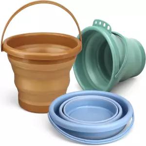 딜라브나 접이식 비치 버킷 세트 장난감 이스터 캠핑 샌드박스 가든 파티 낚시용 3PCS 2.5L 휴대용 실리콘