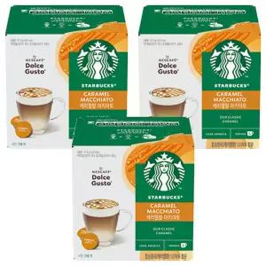 돌체구스토 스타벅스 오피스 홈카페용 카라멜 마끼아또 캡슐커피 2종 x 6p 3세트