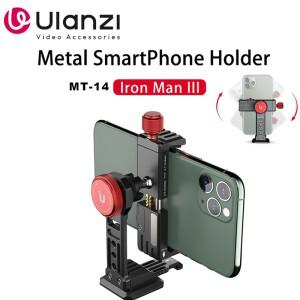 Ulanzi ST-14 iPhone 15 Pro Max Vlog 촬영용 콜드 슈 알루미늄 스마트 폰 클램프 클립이있는 삼각대 홀더