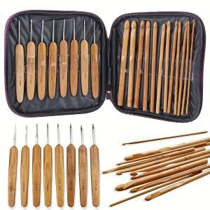 20피스 대나무 코바늘 세트 보관 케이스 포함 다양한 사이즈 인체공학적 키트 DIY 니트 스웨터 스카프 JXB