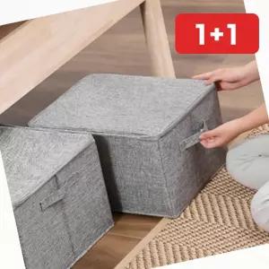 패브릭 수납박스 지퍼형 접이식 옷 정리 보관 정리함 리빙박스 (1+1)