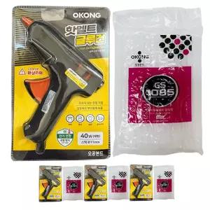 오공 핫멜트 글루건 대형 11mm 3개 + 핫멜트스틱 글루건심 600g 3개
