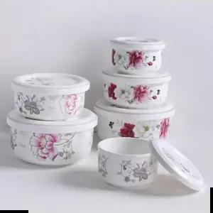 도자기찬기 레트로 본차이나 도자기 뚜껑찬통 대