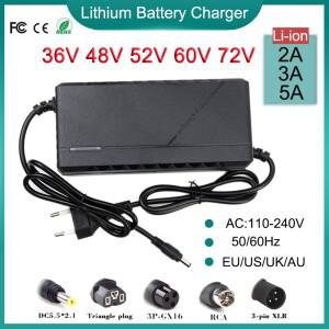 전기 자전거 리튬 충전기 이온 배터리 36V 48V 52V 2A 3A 5A 10S 54.6V 58.8V 84V 팩