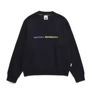 [내셔널지오그래픽]N241WSW150 여성 레터링 크롭 루즈핏 브이넥 맨투맨 DEEP SEA NAVY