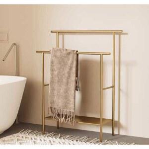 무타공 스탠드 수건걸이 호텔 화이트 걸이대 건조대 수건대 보관함 Y형골드 바구니없음