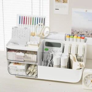 키보드보관함 Desktop Storage Box Organizer Office type Stationery Cute Rack Cosmetics Drawer Desk Study