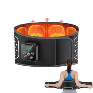 마사지기 포함 무선 혐오 패드, 허리 완화용 온열 진동 마사지 벨트 지지, 5가지 레벨의 휴대용 마사지기, 여성 남성을 위한 선물 (블랙 에어)