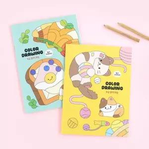 초급컬러드로잉 2개세트) 컬러링북 꽃컬러링북 5분컬러링북 쉬운컬러링북 어른색칠공부